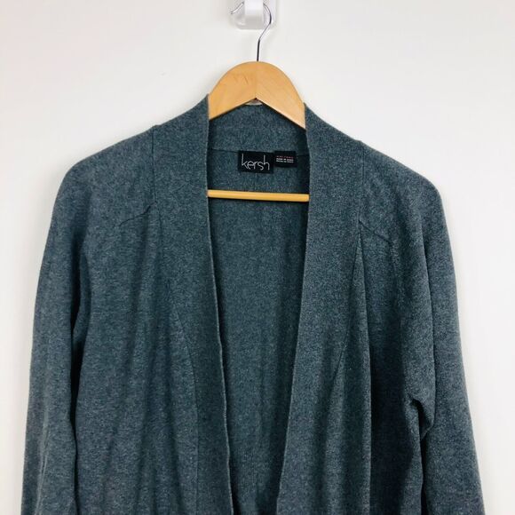 Kersh Women's Long Sleeve Open Front Cardigan Sweater Solid Gray Size XXL - Picture 2 of 6